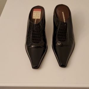 Black patent leather heels